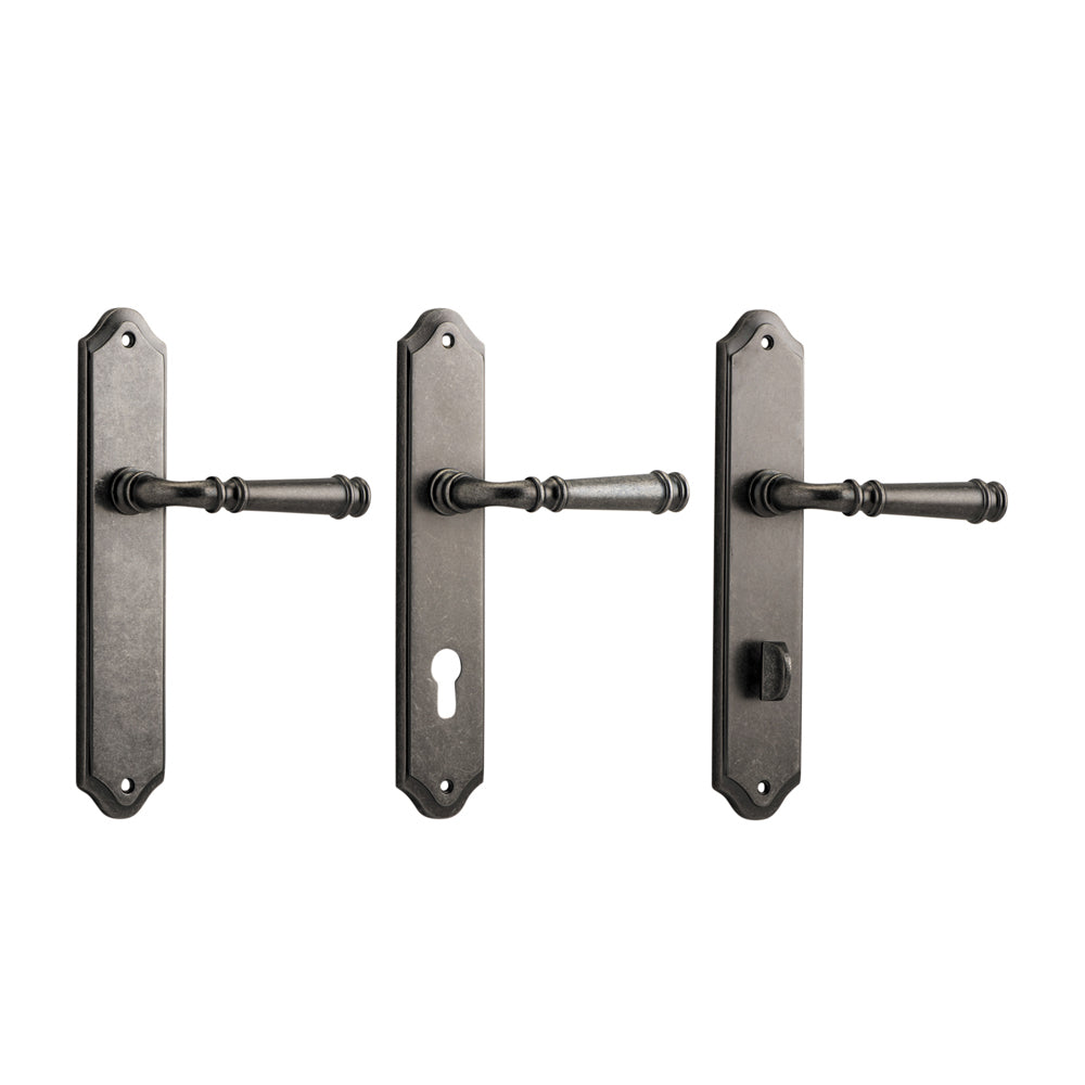 Iver Verona Door Lever Handle on Shouldered Backplate Distressed Nickel
