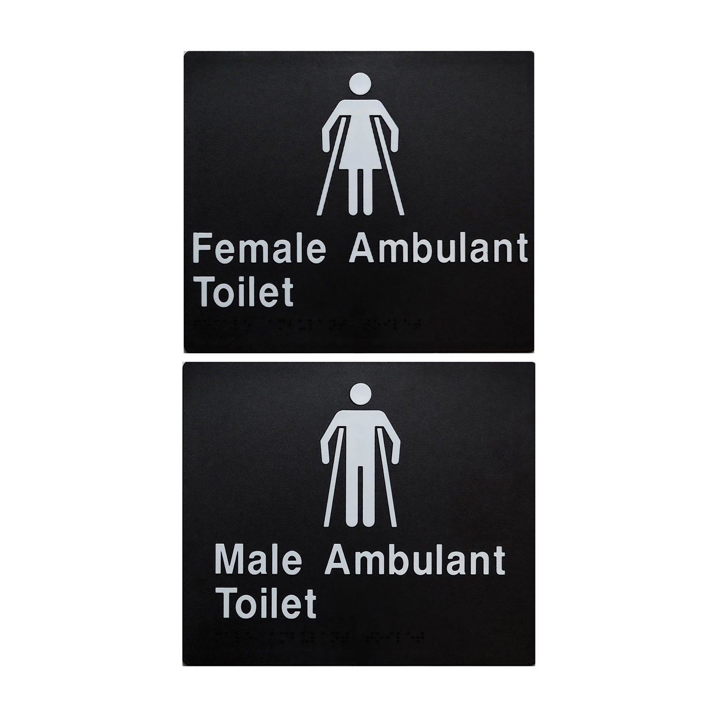 Tim The Sign Man Ambulant Toilet Braille Amenity Sign Black/White - Available in Various Gender