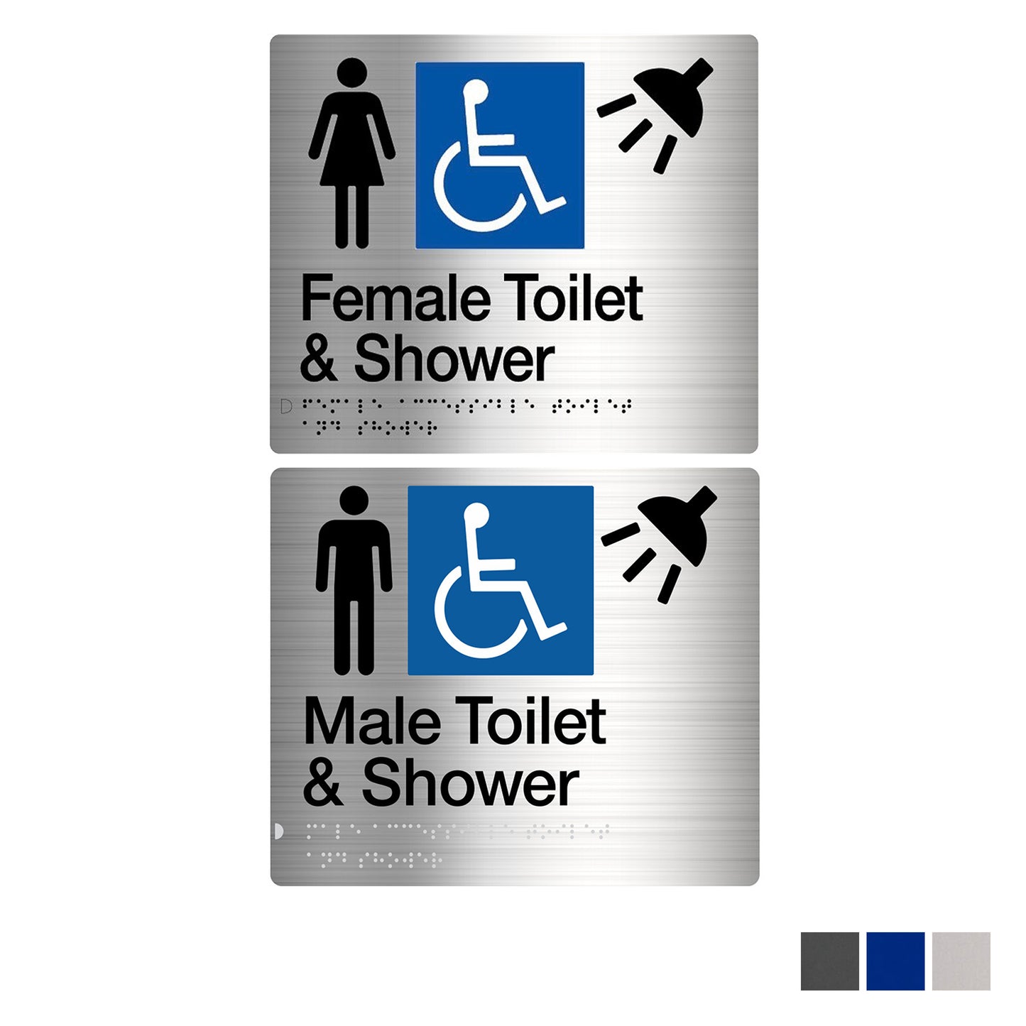 Tim The Sign Man Disabled Toilet & Shower Braille Amenity Sign - Available in Various Finishes and Gender
