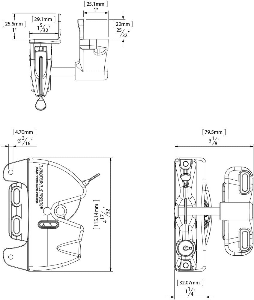 D&D LokkLatch General Purpose Single Sided Gate Lock Swimming Pool Safety LL3A