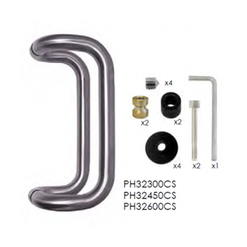 Vinco Marathon Curve Entrance Door Pull Handle CS B/B 32X300mm Stainless Steel PH32300CS-SS