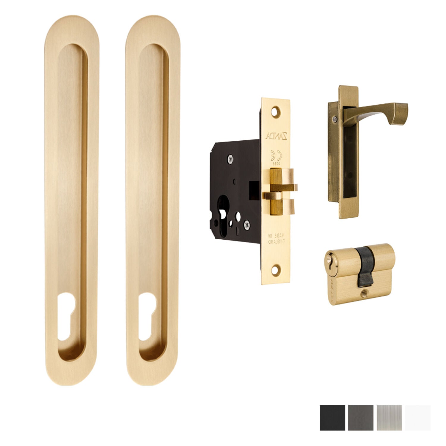 Zanda Duke Oval Sliding Door Euro Lock Kit 250x40mm - Available in Various Finishes