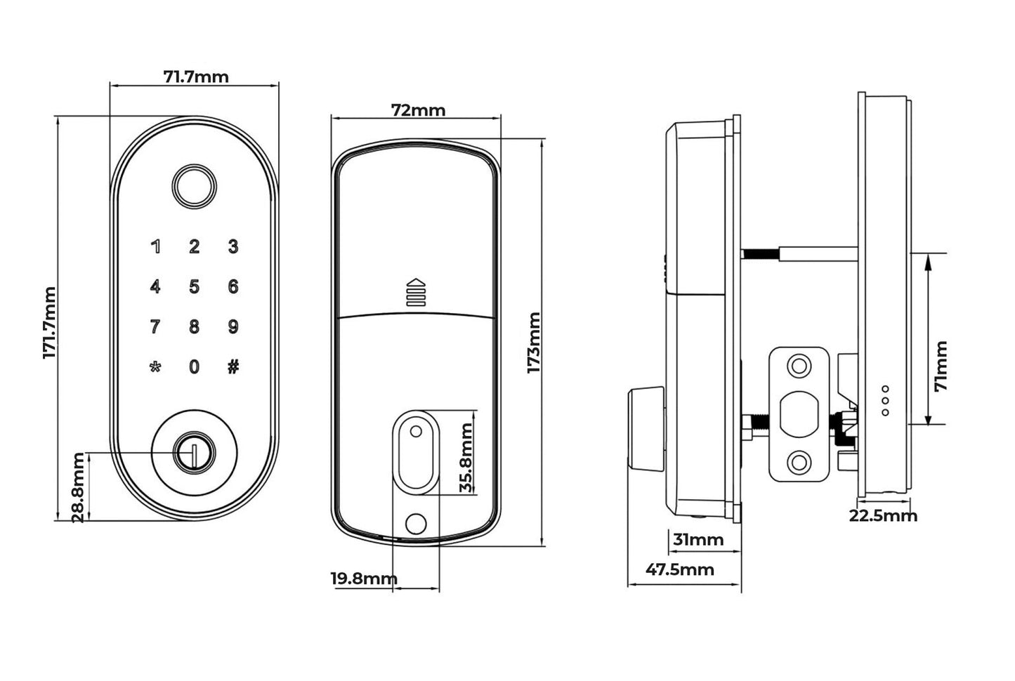 Zanda Stealth Smart Lock Deadbolt - Available in Various Finishes