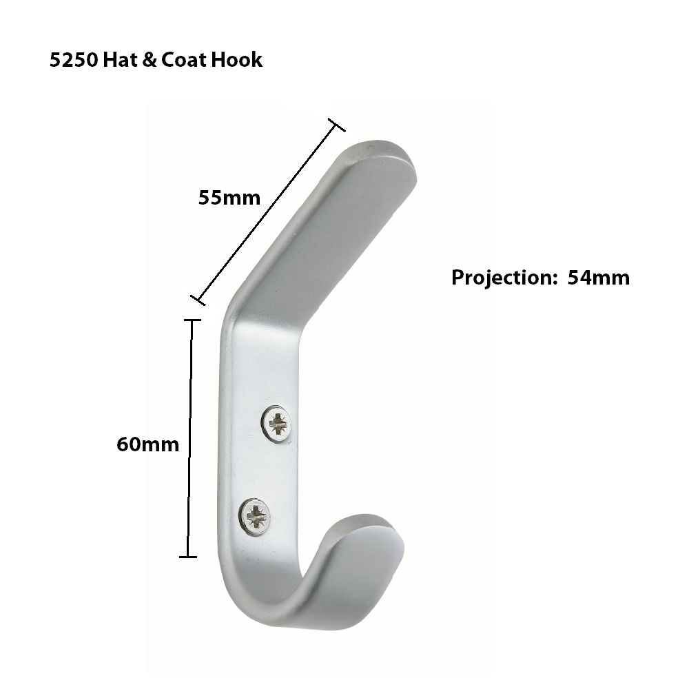 Zanda Aluminium Hat and Coat Hook - Available in Various Finishes