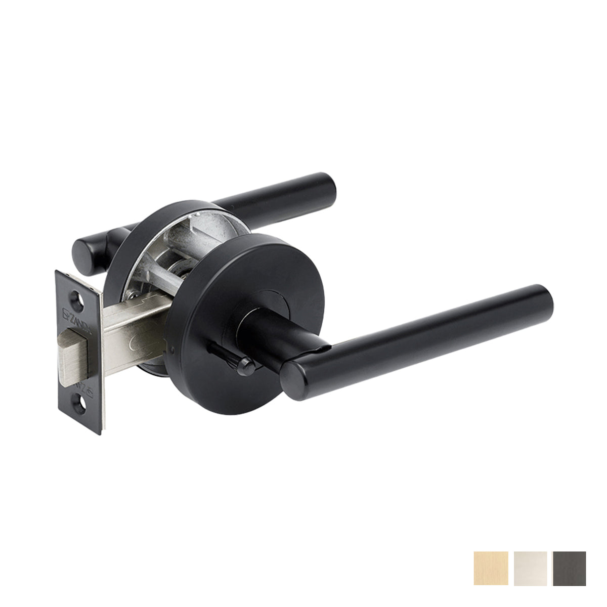 Zanda Baxter Door Lever Handle on Round Rose Privacy Set - Available in Various Finishes
