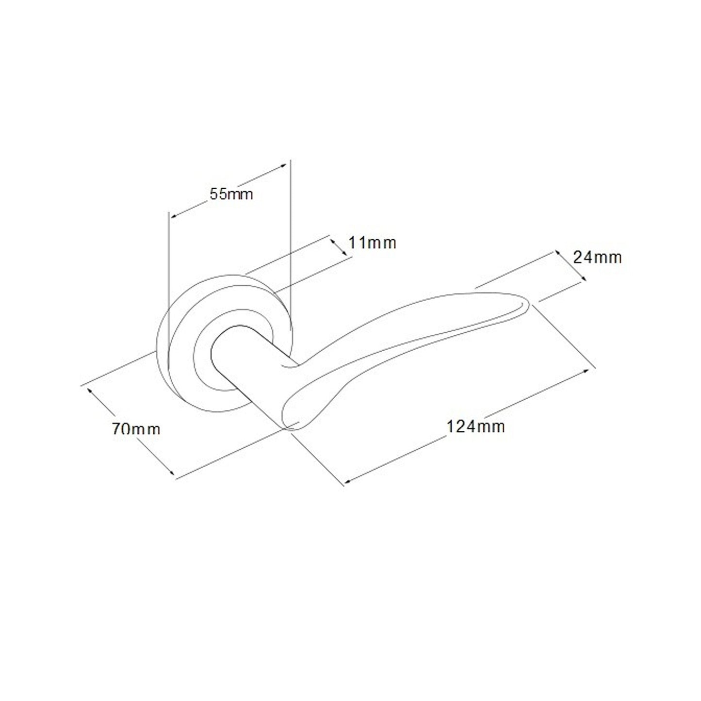 Zanda Apollo Door Handle Lever on Round Rose Matt Black
