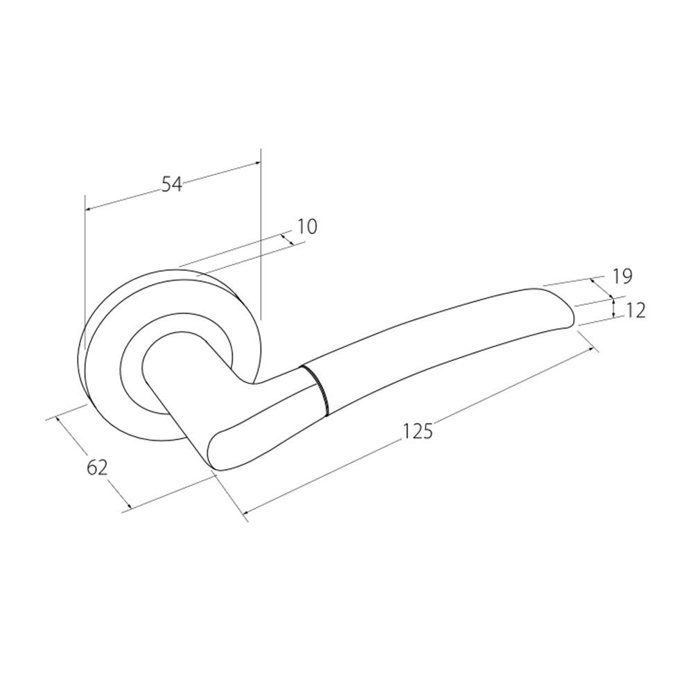 Zanda Luxe Door Lever Handle on Round Rose Brushed Nickel/Chrome Plate