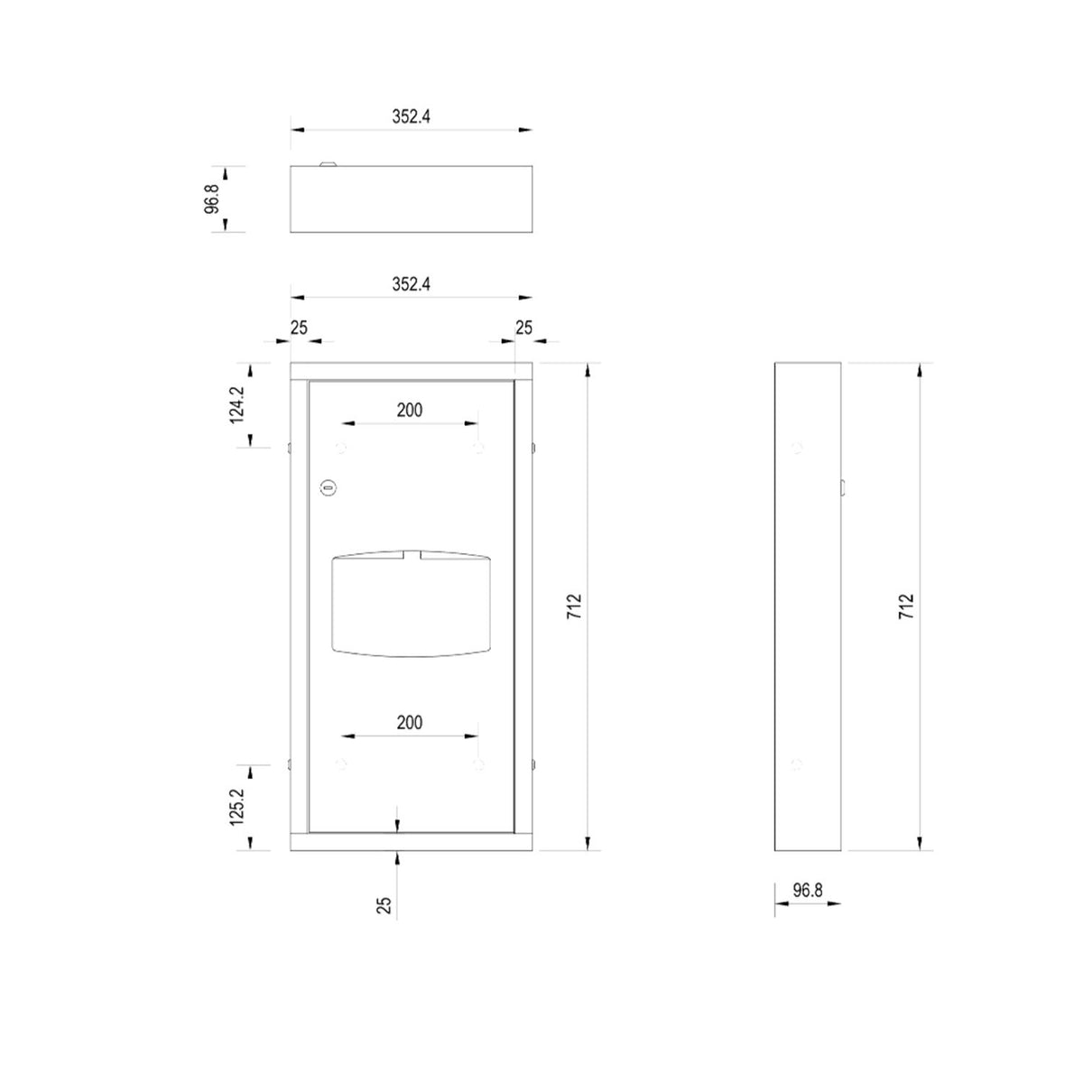 Metlam Surface Mounted Paper Towel Dispenser & Waste Receptacle Black ML710_SM_MK3_DESIGNER