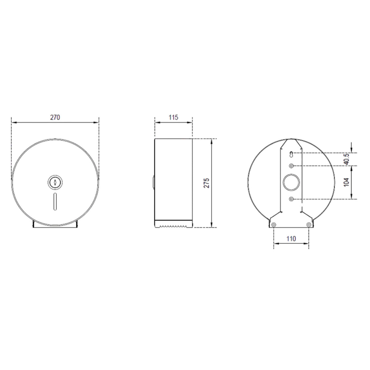 Metlam Jumbo Toilet Roll Dispenser 275x270x115mm Designer Black ML841_DESIGNER