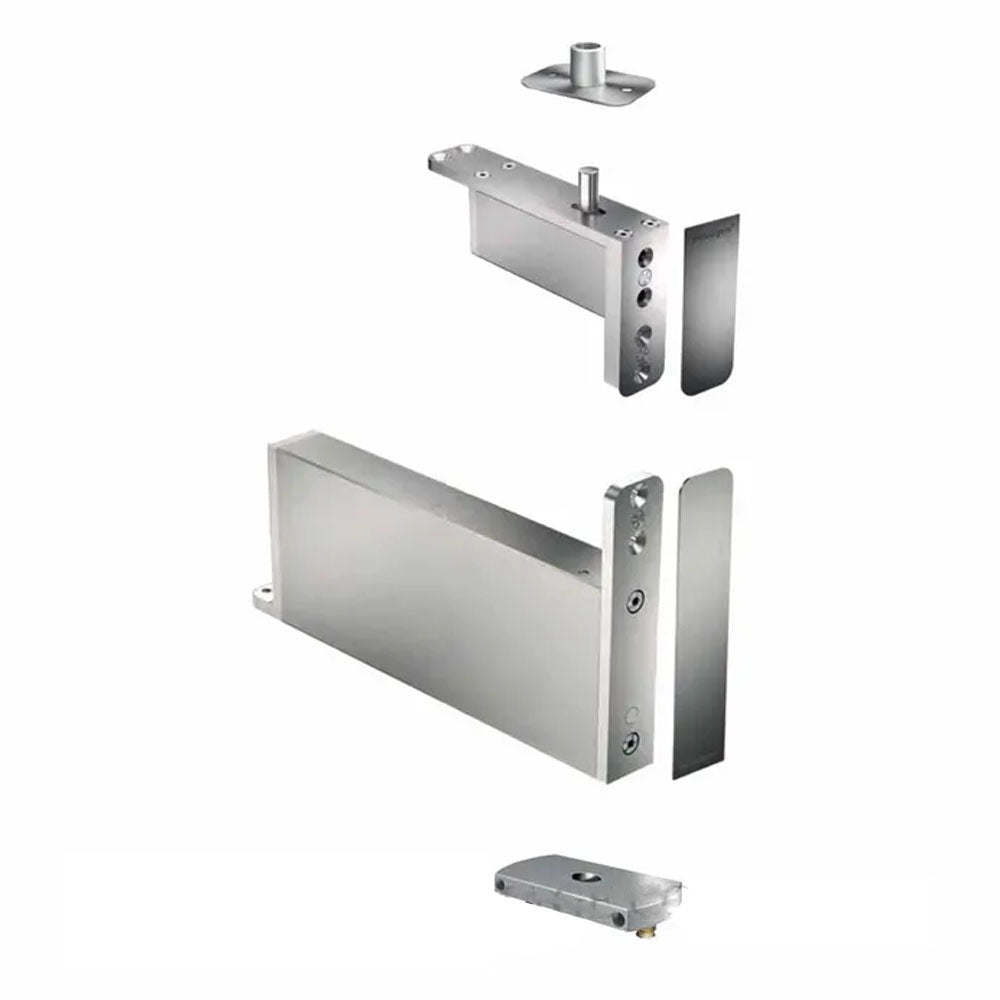 FritsJurgens Full Kit System M+C |40mm Min Pivot Point Squared Floor Plate Satin Stainless Steel FJS/STM+40CSSS