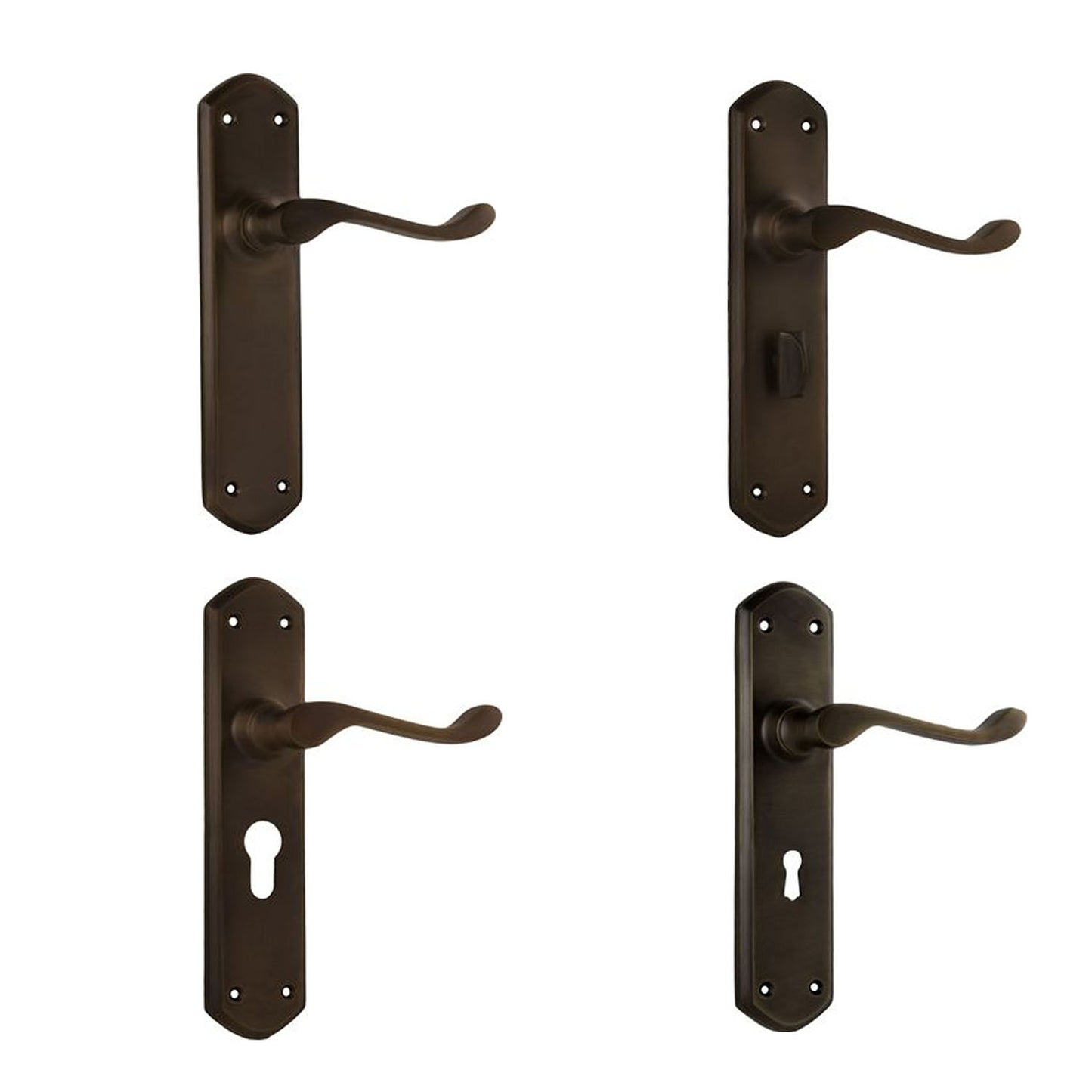 Tradco Windsor Door Lever Handle on Shouldered Backplate Antique Brass