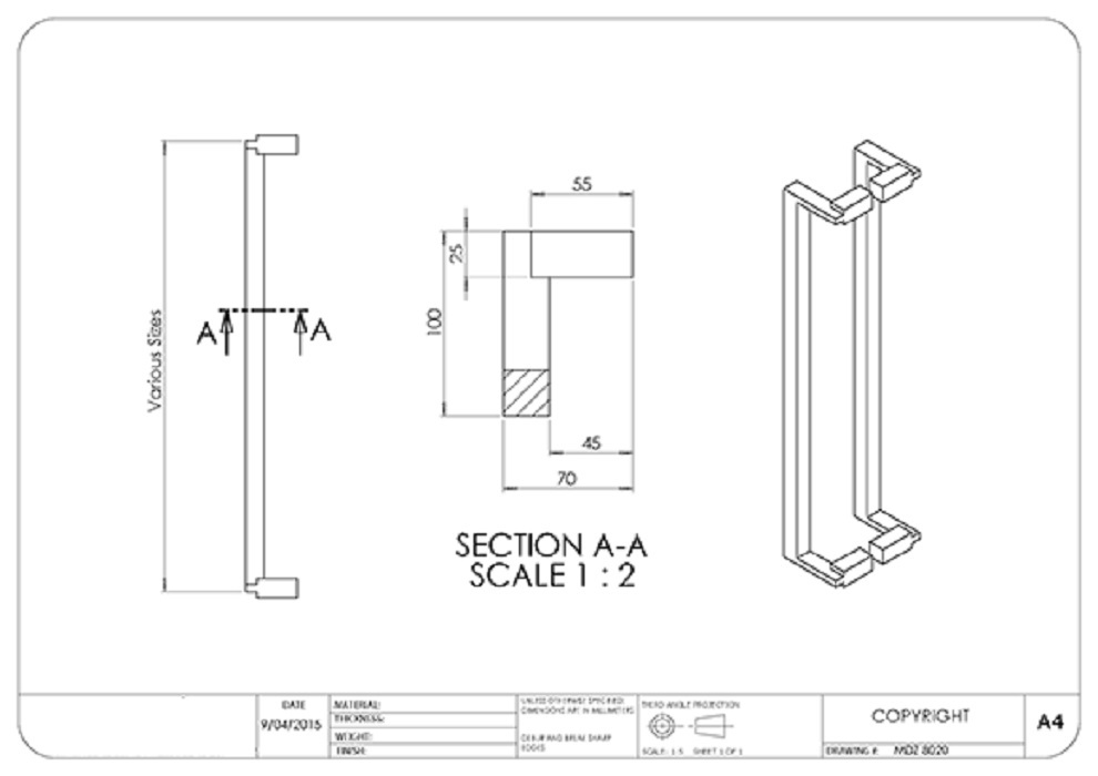 Madinoz 8020 Offset Square Entry Handle