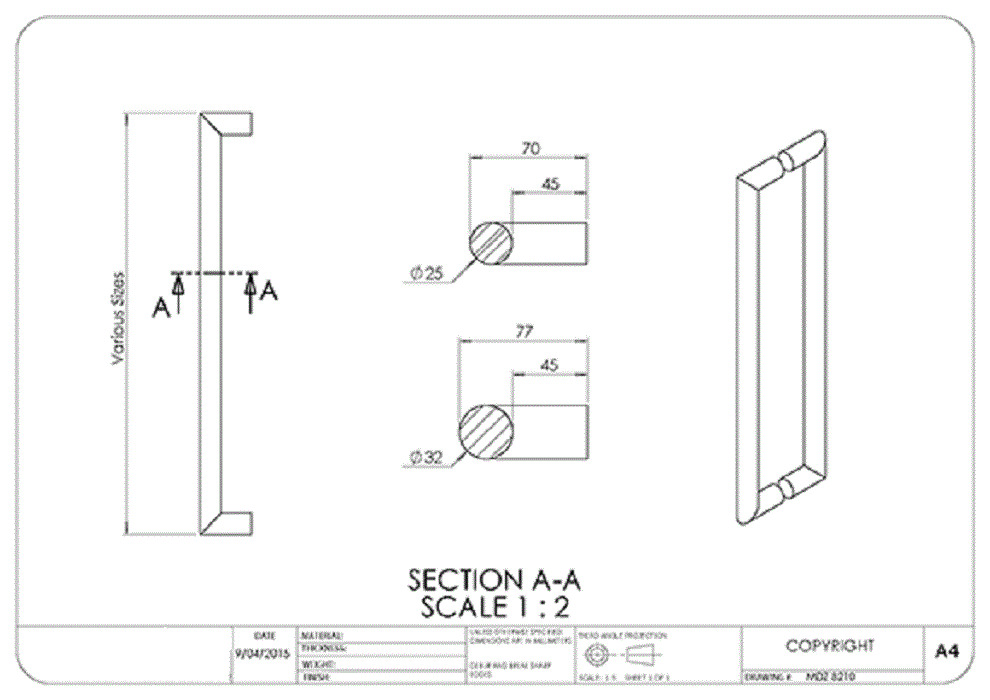 Madinoz 8210 Straight Round Entry Handles