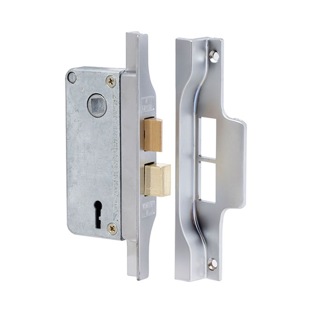 Lockwood Mortice Lock 30mm Backset Narrow Rebated Satin Chrome Pearl