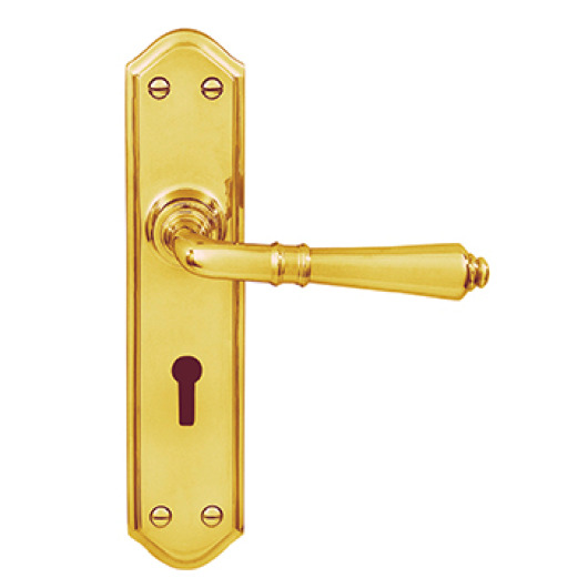 Delf Door Handle 9592pb Classic Lever Lock On Long Plate Polished