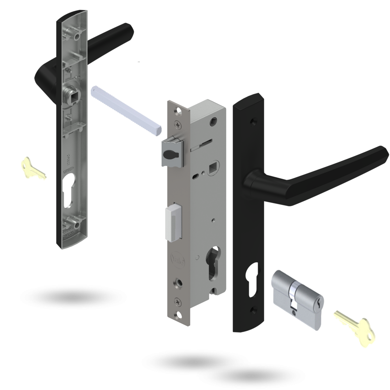 Lockwood Door Lock Pack Optimum Mortice Palladium Aria Levers