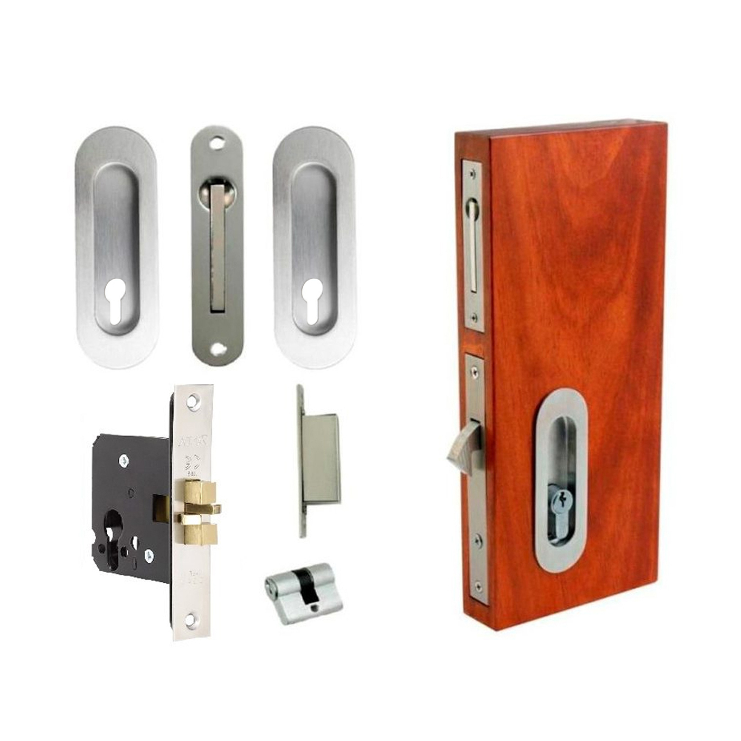 Zanda Cavity Sliding Door Euro Lock Kit 1188ss Oval Style