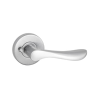 Gainsborough Florence Door Lever Handle on Round Rose 63mm Privacy Set Satin Chrome 115FLOSC