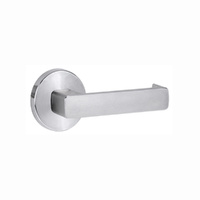 Lockwood Door Handle 1370 Series 76 Lever on Round Rose Full Set Satin Chrome 1370/1371/76SC
