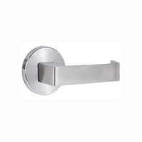 Lockwood Door Handle 1370 Series 90 Lever on Round Rose Full Set Satin Chrome 1370/1371/90SC