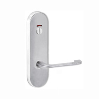 Lockwood Door Handle Round End Plate With Privacy Indicator Emergency Turn 115 Lever Satin Chrome