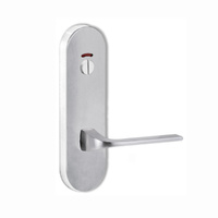Lockwood Door Handle Round End Plate With Privacy Indicator Emergency Turn 123 Lever Satin Chrome