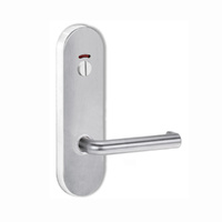 Lockwood Door Handle Round End Plate With Privacy Indicator Emergency Turn 144 Lever Satin Chrome