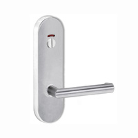 Lockwood Door Handle Round End Plate With Privacy Indicator Emergency Turn 155 Lever Satin Chrome