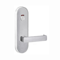 Lockwood Door Handle Round End Plate With Privacy Indicator Emergency Turn 76 Lever Satin Chrome