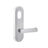 Lockwood Door Handle Round End Plate With Cylinder Hole & 76 Lever Satin Chrome 2901/76SC