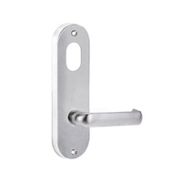 Lockwood Door Handle Round End Plate With Cylinder Hole & 77 Lever Satin Chrome 2901/77SC