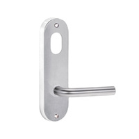 Lockwood Door Handle Round End Plate With Cylinder Hole & 97 Lever Satin Chrome 2901/97SC