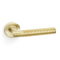 Alexander and Wilks Spitfire Reeded Lever on Round Rose Satin Brass PVD AW222SBPVD
