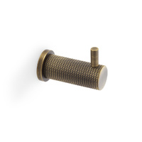 Alexander and Wilks Brunel Knurled Coat Hook - Antique Brass- AW775AB