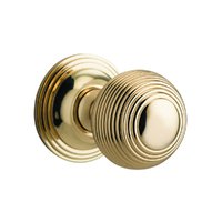 Iver Guildford Door Knob on Round Rose Polished Brass 0220