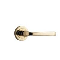 Iver Annecy Door Lever Handle on Round Rose Polished Brass 0320