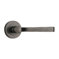 Iver Annecy Door Lever Handle on Round Rose Distressed Nickel 0327