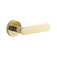 Iver Bronte Door Lever Handle on Round Rose Passage Polished Brass 0330