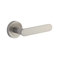 Iver Bronte Door Lever Handle on Round Rose Passage Satin Nickel 0339