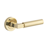 Iver Berlin Door Lever Handle on Round Rose Passage Polished Brass 0340