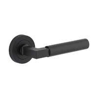 Iver Berlin Door Lever Handle on Round Rose Passage Matt Black 0343