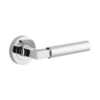 Iver Berlin Door Lever Handle on Round Rose Passage Polished Chrome 0344