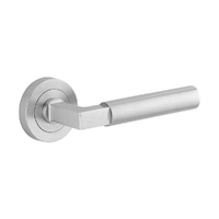Iver Berlin Door Lever Handle on Round Rose Passage Brushed Chrome 0345
