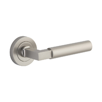 Iver Berlin Door Lever Handle on Round Rose Passage Satin Nickel 0349