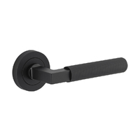 Iver Brunswick Door Lever Handle on Round Rose Passage Matt Black 0353