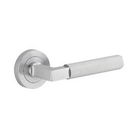 Restocking Soon: ETA End April - Iver Brunswick Door Lever Handle on Round Rose Passage Brushed Chrome 0355