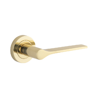 Iver Como Door Lever Handle on Round Rose Passage Polished Brass 0360
