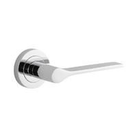 Iver Como Door Lever Handle on Round Rose Passage Polished Chrome 0364