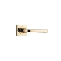 Iver Annecy Door Lever Handle on Square Rose Pair Polished Brass 0390