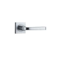 Iver Annecy Door Lever Handle on Square Rose Pair Brushed Chrome 0395
